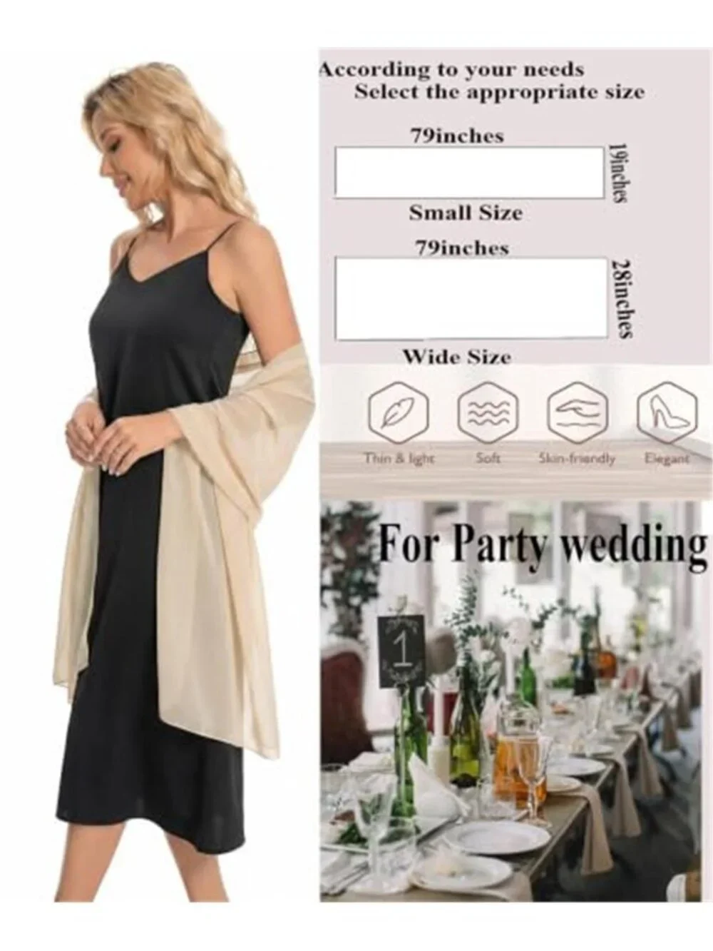Women Shawls and Wraps for Evening Dresses Chiffon Elegant Bridal Scarf